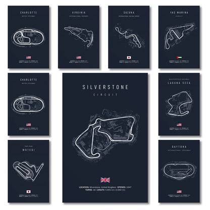 F1 International Track Circuit - Black Single Piece Wall Art