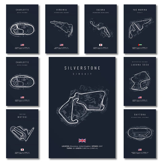 F1 International Track Circuit - Black Single Piece Wall Art
