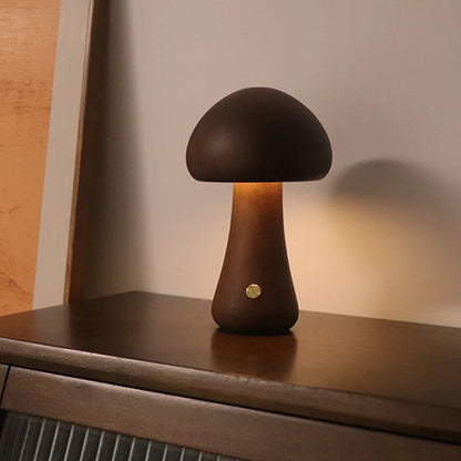 Wooden Mushroom Night Light Lamp