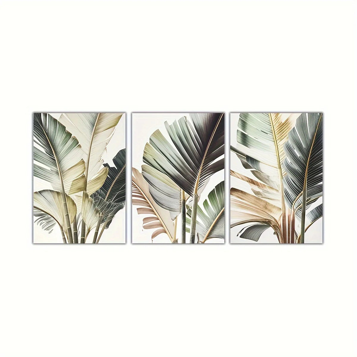 Tropical Palm Leaf Canvas Wall Art – Modern 3-Piece Botanical Print Set