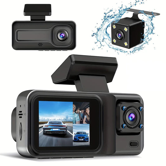 Full Coverage Dash Cam System – Triple Camera, Night Mode, Parking Monitor & WiFi