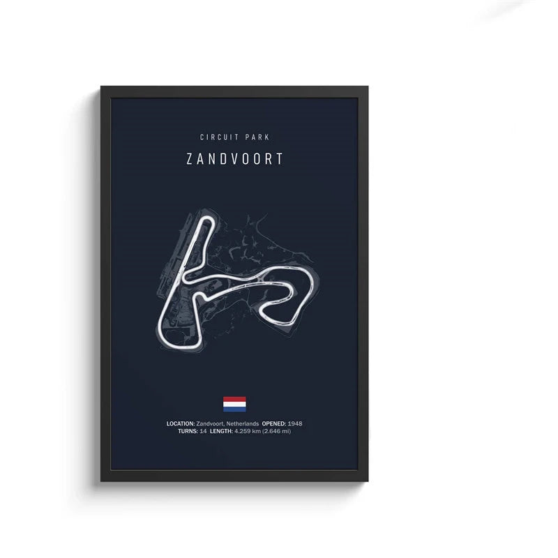 F1 International Track Circuit - Black Single Piece Wall Art