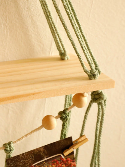 Boho Leaf Macrame Hanging Shelf