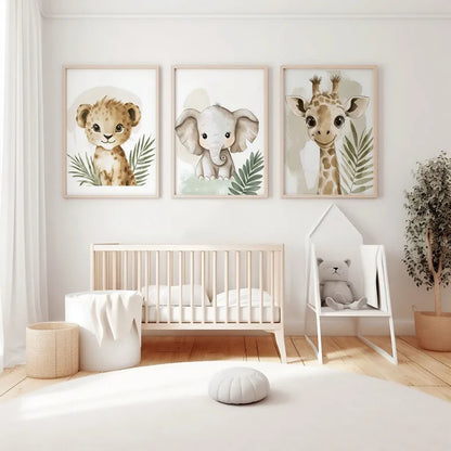 Playful Safari Friends - 3 Piece Wall Art