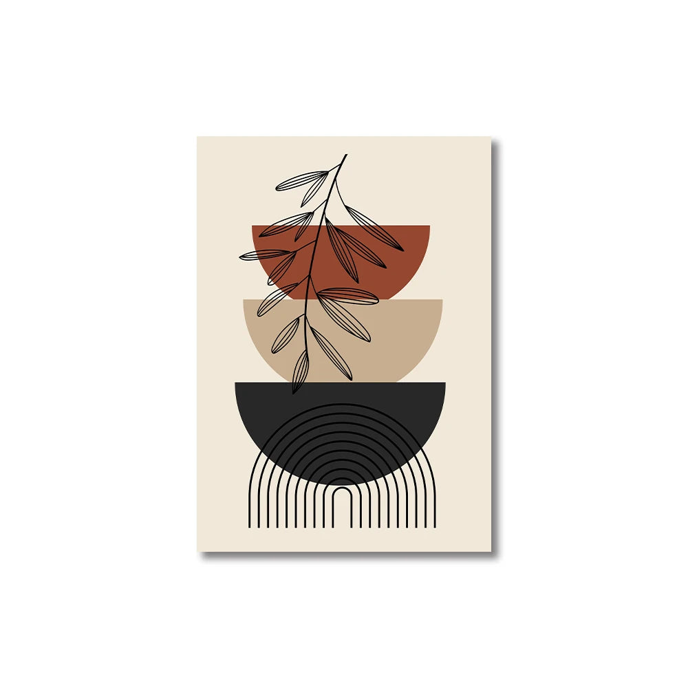 Modern Boho Wall Decor Set – Mid Century Style Canvas Prints in Warm Earth Tones