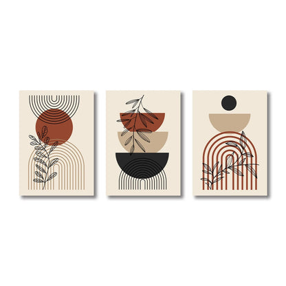 Modern Boho Wall Decor Set – Mid Century Style Canvas Prints in Warm Earth Tones