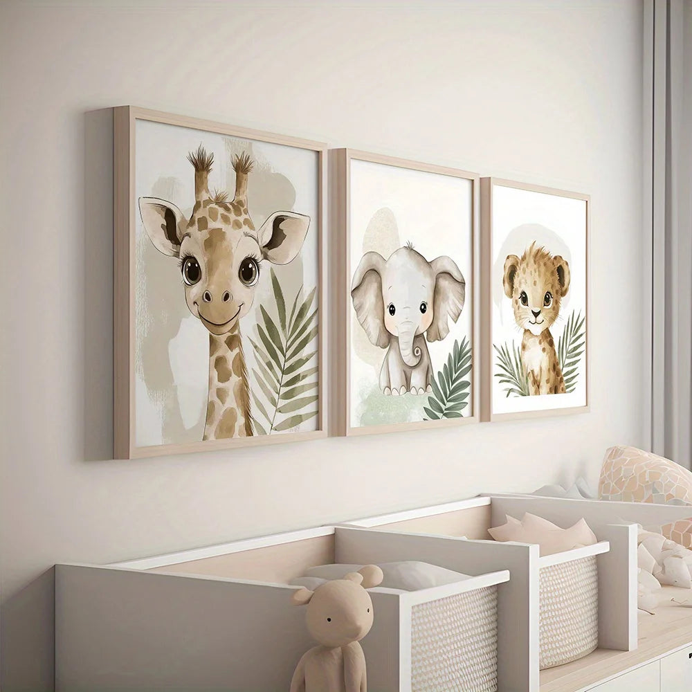 Playful Safari Friends - 3 Piece Wall Art