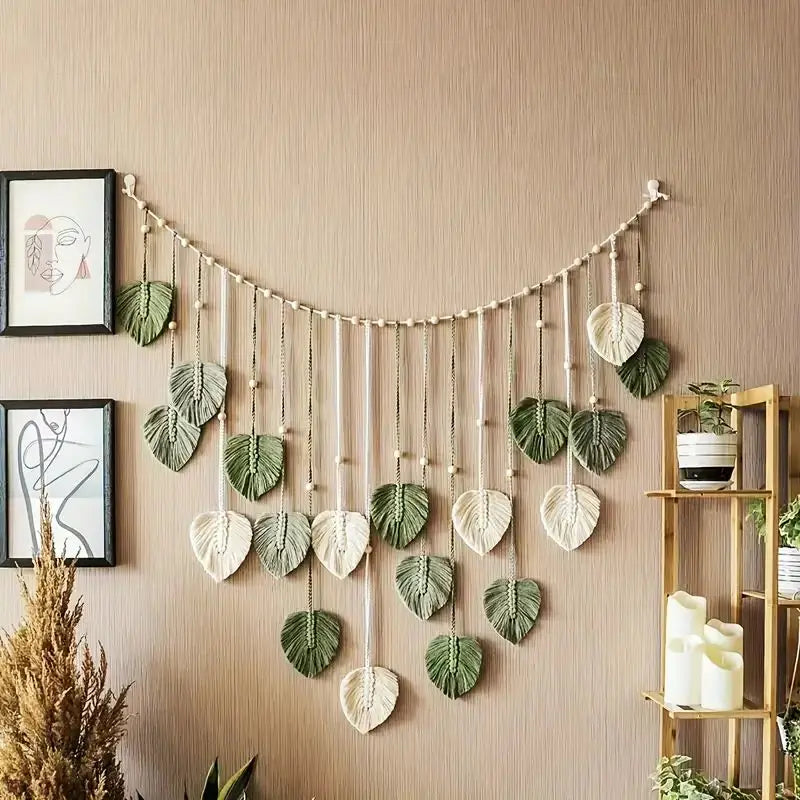 Nature-Inspired Boho Leaf Macrame Wall Hanging