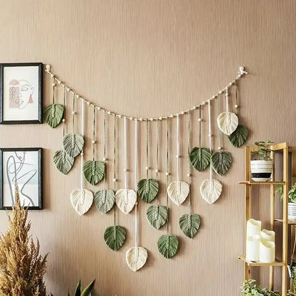 Nature-Inspired Boho Leaf Macrame Wall Hanging