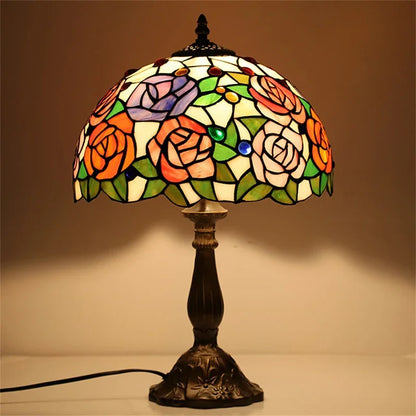 Tiffany Style Floral Stained Glass Table Lamp – Vintage Retro Decorative Lighting