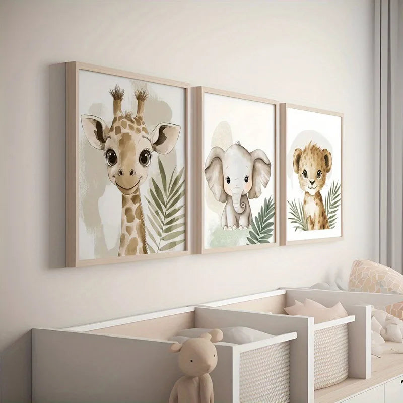 Playful Safari Friends - 3 Piece Wall Art