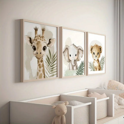 Playful Safari Friends - 3 Piece Wall Art
