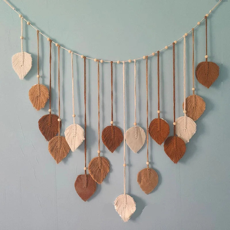Nature-Inspired Boho Leaf Macrame Wall Hanging