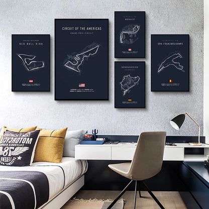 F1 International Track Circuit - Black Single Piece Wall Art