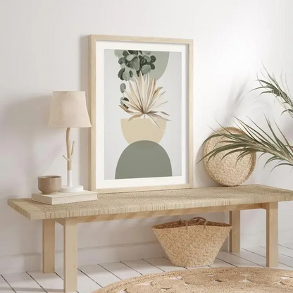 Pastel Botanical Wall Art Set – Light Green & Tan Leaf Trio for Calm Interiors - 3 Canvas Set