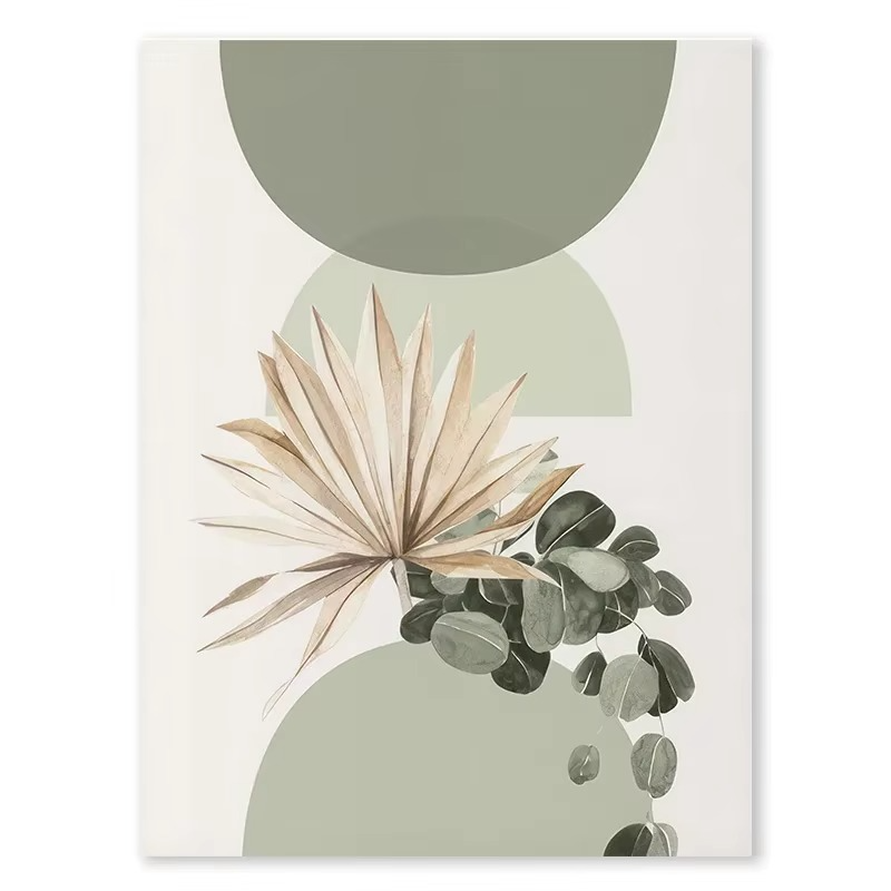 Pastel Botanical Wall Art Set – Light Green & Tan Leaf Trio for Calm Interiors - 3 Canvas Set