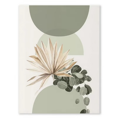 Pastel Botanical Wall Art Set – Light Green & Tan Leaf Trio for Calm Interiors - 3 Canvas Set