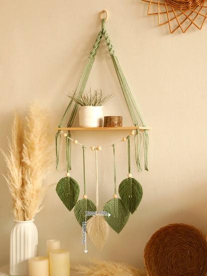Boho Leaf Macrame Hanging Shelf