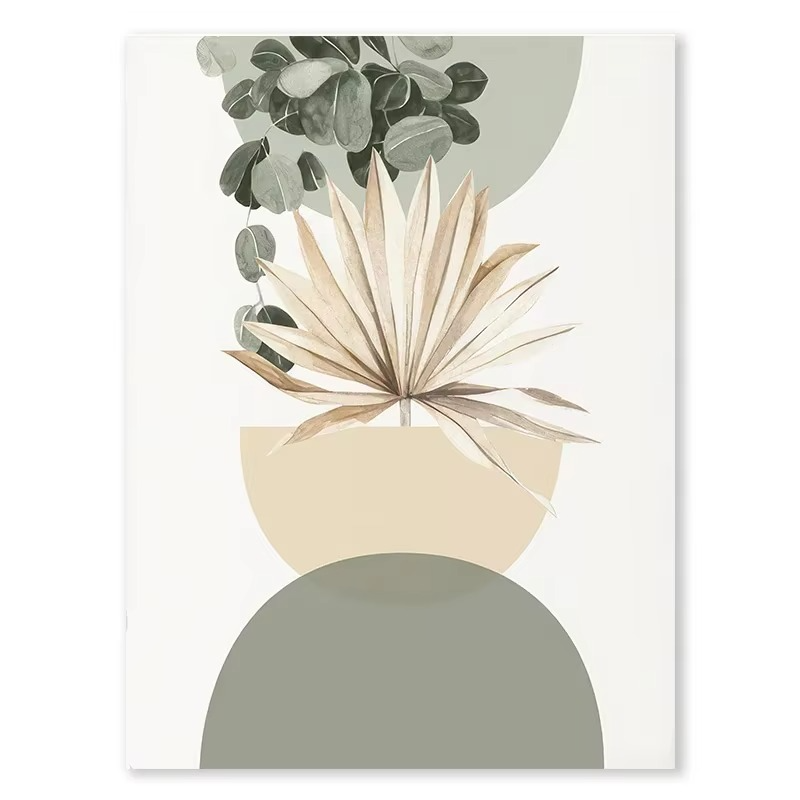 Pastel Botanical Wall Art Set – Light Green & Tan Leaf Trio for Calm Interiors - 3 Canvas Set