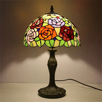 Tiffany Style Floral Stained Glass Table Lamp – Vintage Retro Decorative Lighting